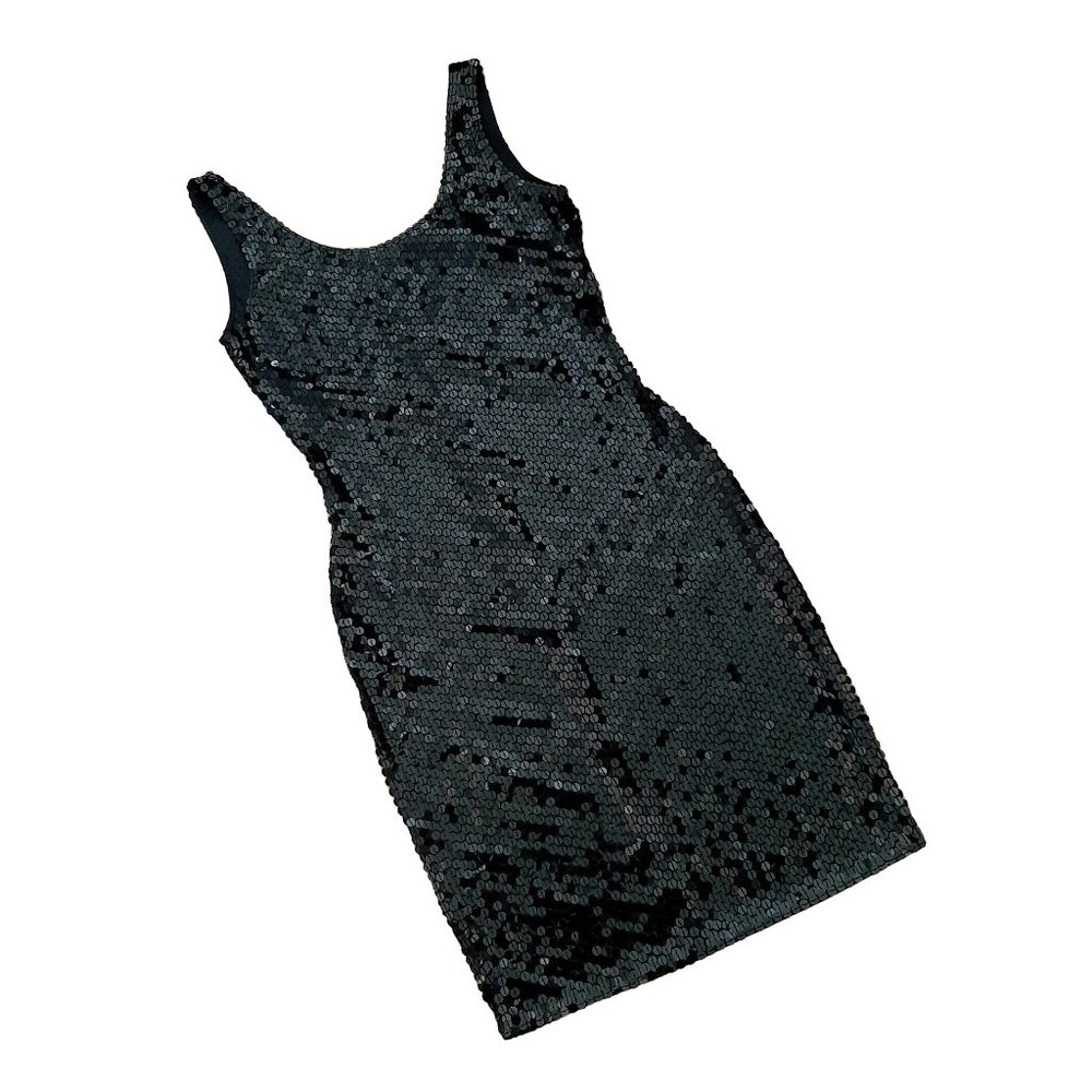 NWT VINTAGE Sequined Party/Cocktail Dress (LBD), Tank Style, Black, Size 0, 2